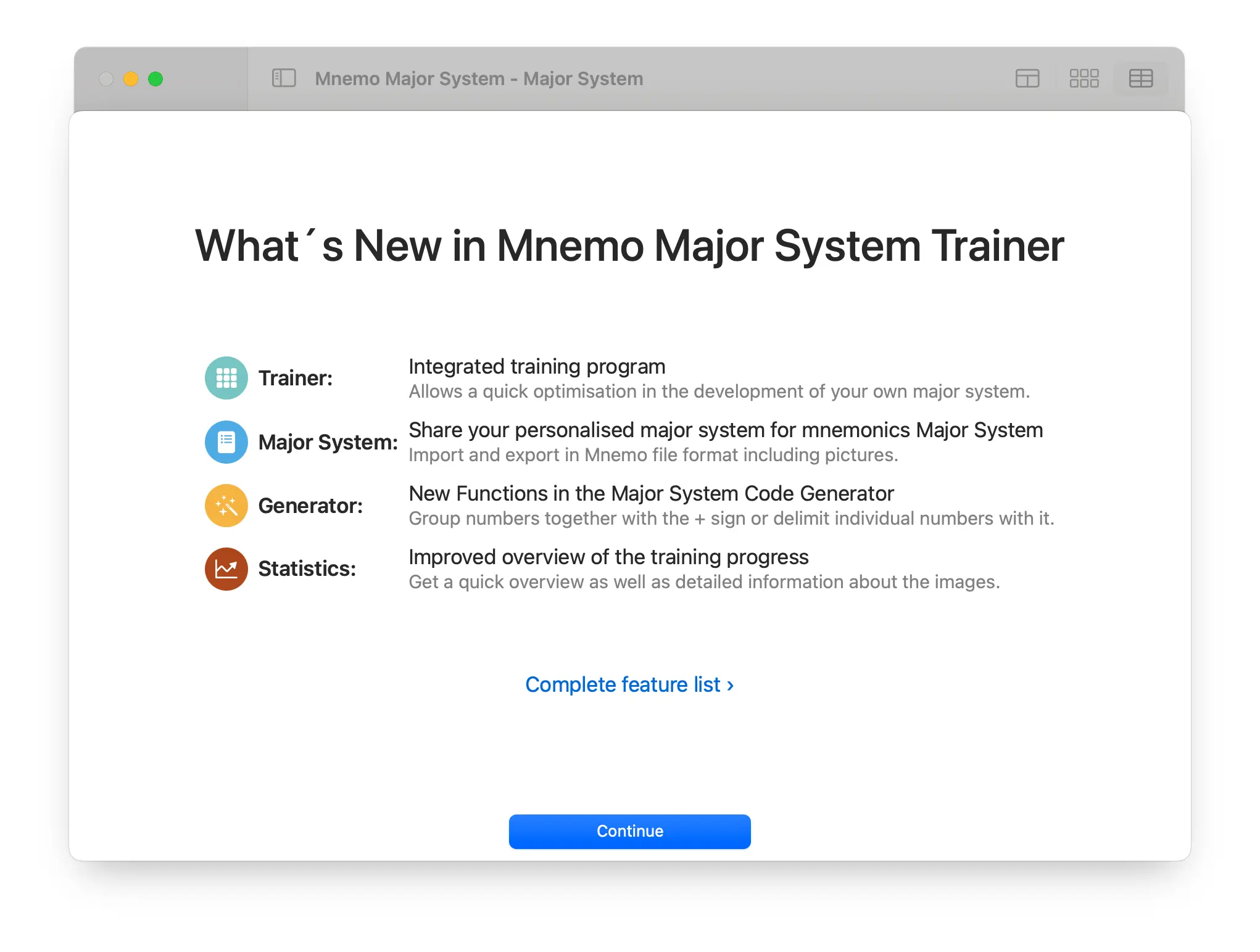 Mnemo Major System for MAC Start Screen